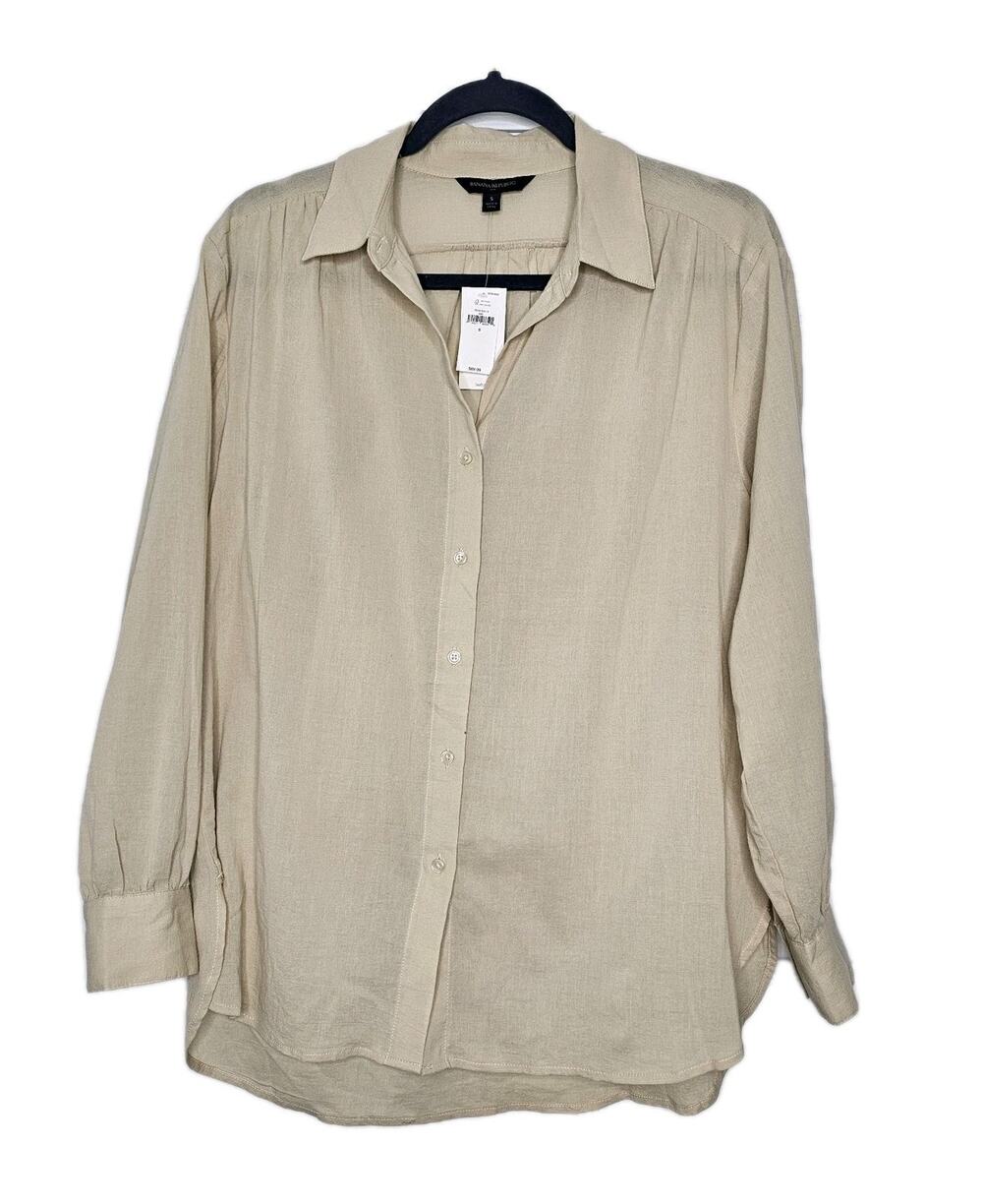 New Banana Republic Blouse Women’s Small Tan Effortless Business Layer Beach